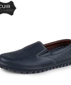 Mocassin Pour Hommes haute finition et haute qualité -100% Cuir- Bleu (046)