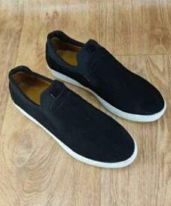 Ballerine pour Homme  – haute finition et haute qualité 100% Daim Noir-(0800)
