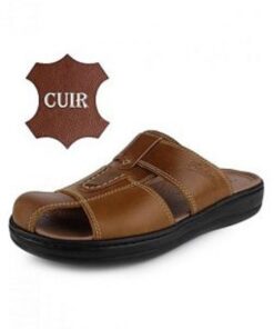 Sandale en vrai CUIR – Confort – Sable(077)